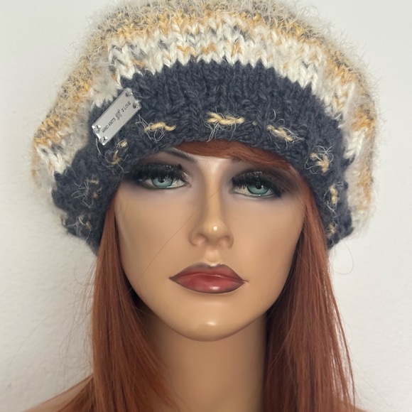 Hand Knits 2 Love Slouch Beanie Hat Adjustable Fit Beads Designer Bead Gift Gray main image 6